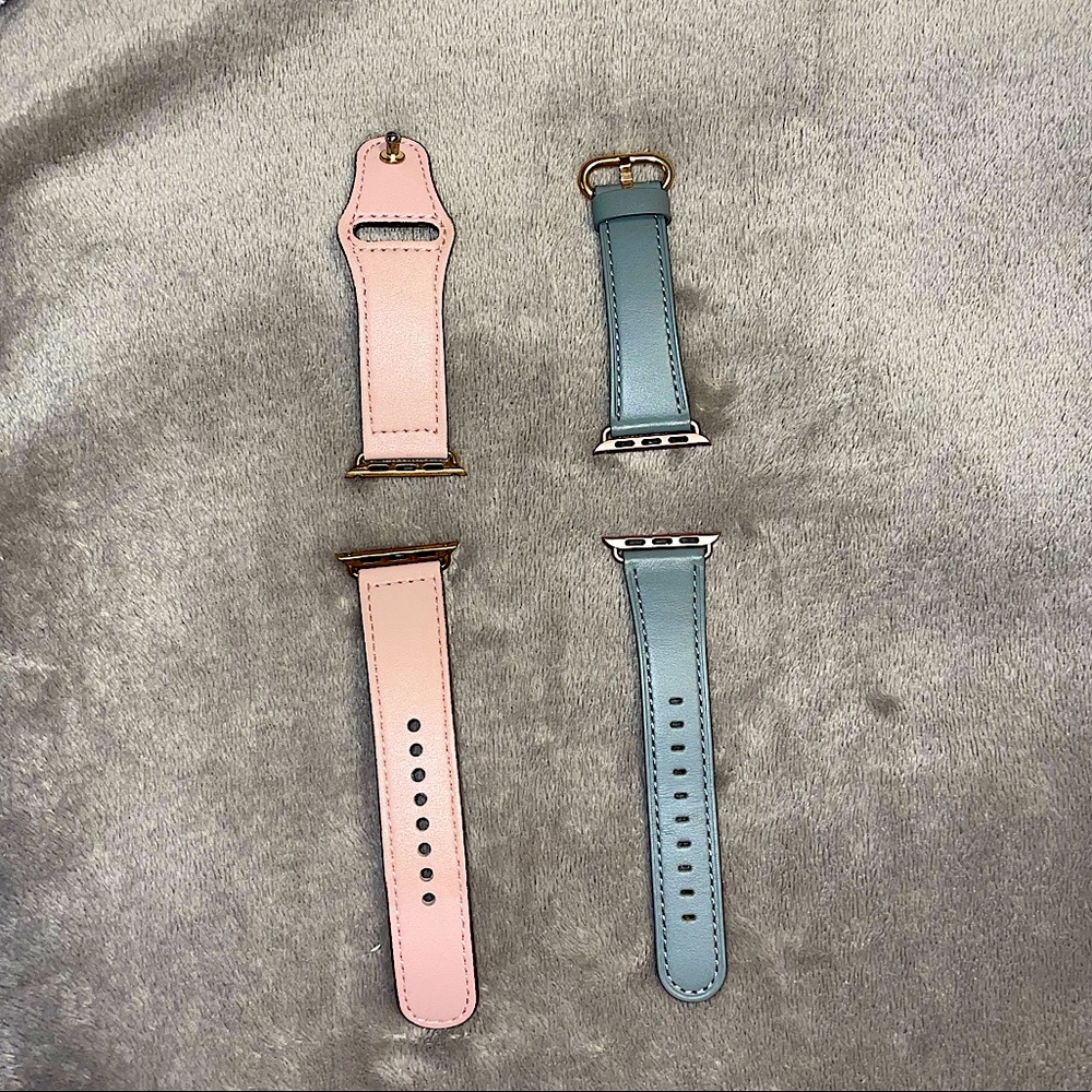 Leather Apple Watch Band Set (pink and grey)